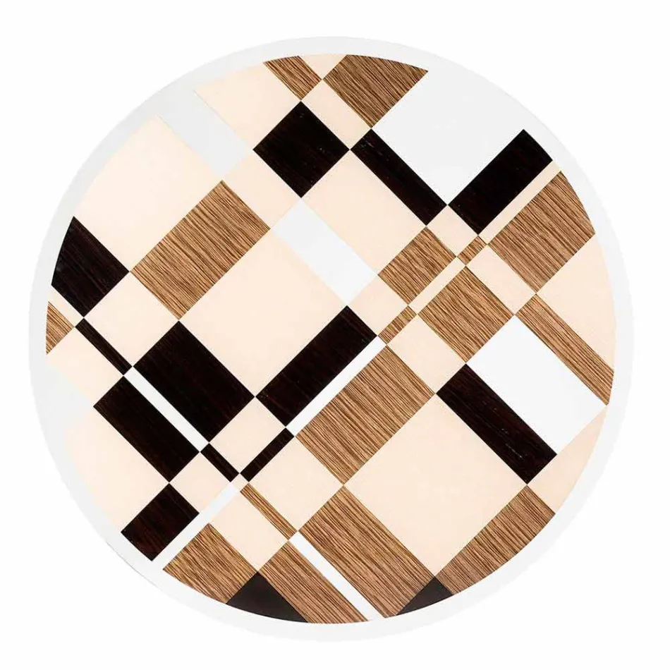 Modeno Ronde tafel met glazen blad en Ozzy houtinleg Viadurini