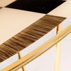 Modeno Ronde tafel met glazen blad en Ozzy houtinleg Viadurini