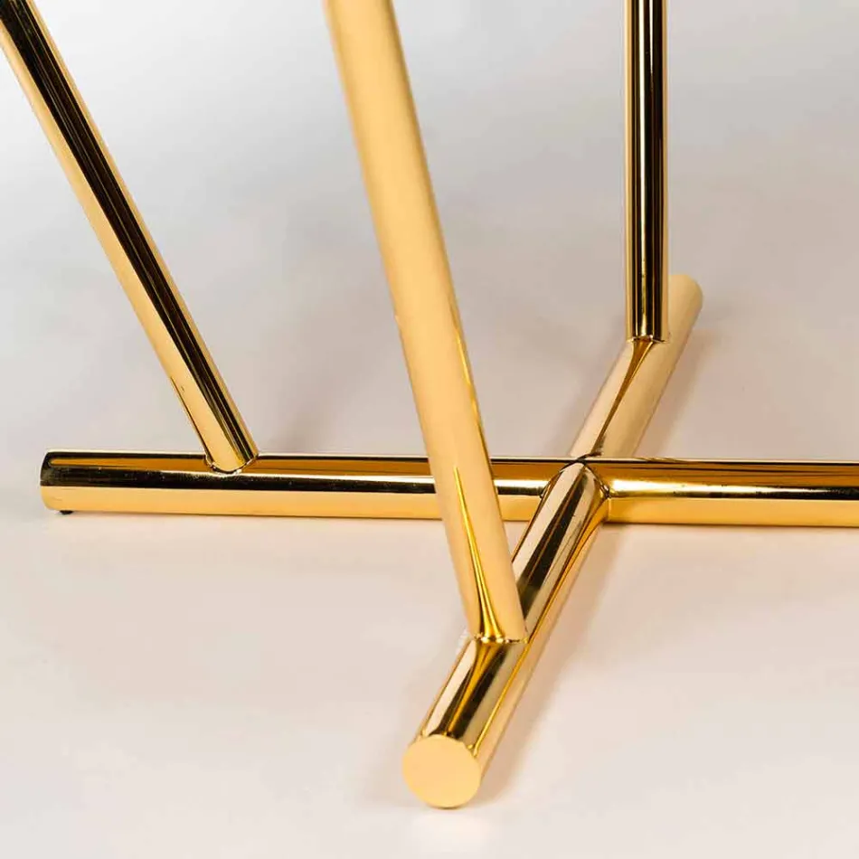 Modeno Ronde tafel met glazen blad en Ozzy houtinleg Viadurini