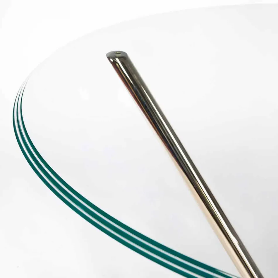 Moderne ronde tafel met glazen blad en marmeren voet Adele Viadurini