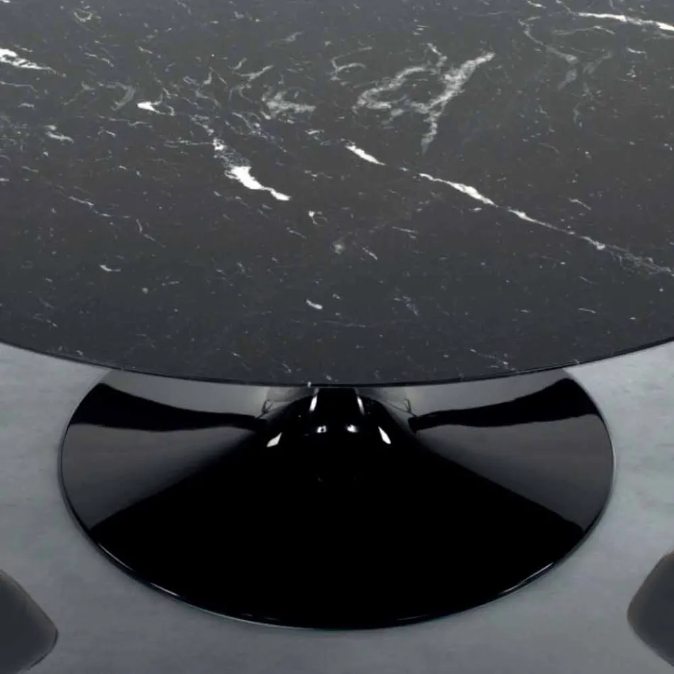 Moderne ronde tafel in Carrara-marmer en Marquinia, gemaakt in Italië – dollars Viadurini