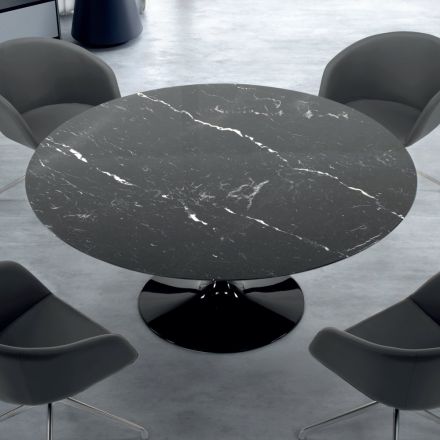Moderne ronde tafel in Marquinia-marmer, gemaakt in Italië – dollars Viadurini