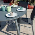 Averis 120cm ronde tuintafel in antraciet aluminium Viadurini