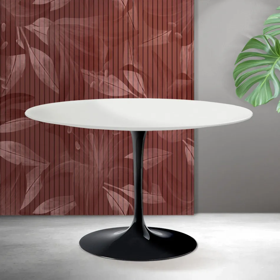 Saarinen Tulip ronde tafel H 74 cm in mat wit Florim keramiek - Scarlet Viadurini