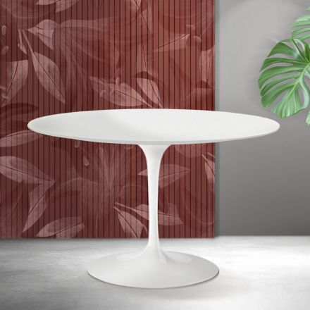 Saarinen Tulip ronde tafel H 74 cm in mat wit Florim keramiek - Scarlet Viadurini