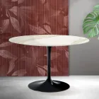 Saarinen Tulip ronde tafel H 74 cm in Florim Calacatta Gold mat keramiek - Scharlakenrood Viadurini