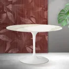 Saarinen Tulip ronde tafel H 74 cm in Florim Calacatta Gold mat keramiek - Scharlakenrood Viadurini