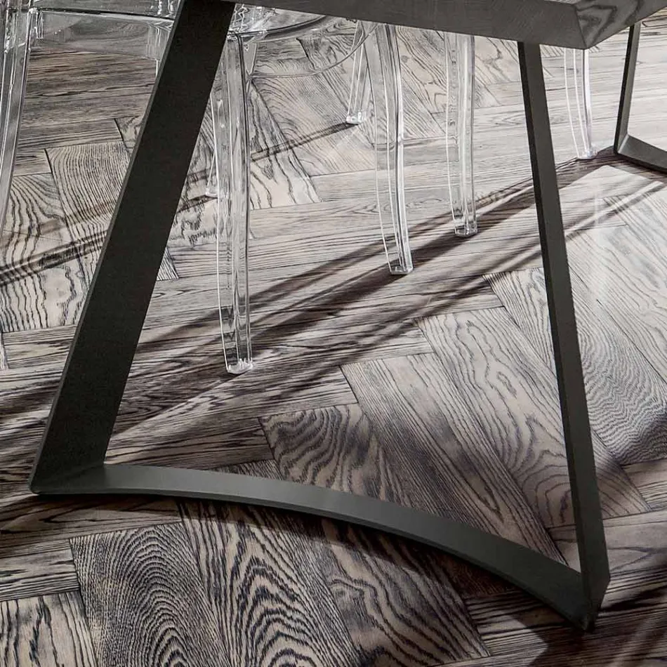 Eetkamertafel met ontschorst eiken blad, gemaakt in Italië - Pinokkio Viadurini