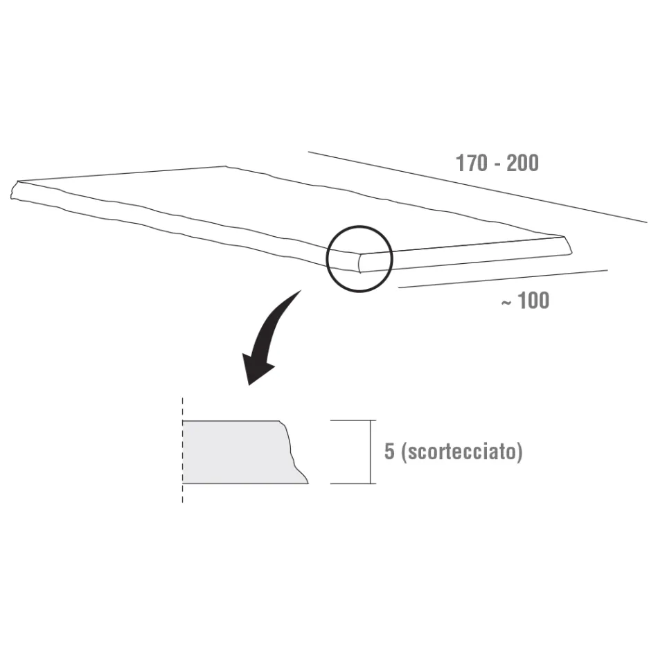 Eetkamertafel met ontschorst eiken blad, gemaakt in Italië - Pinokkio Viadurini