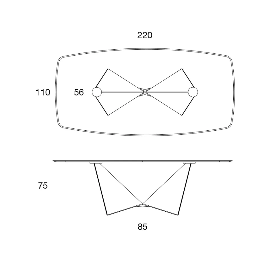 Eetkamertafelblad van mat keramiek en metalen poten - Monacco Viadurini