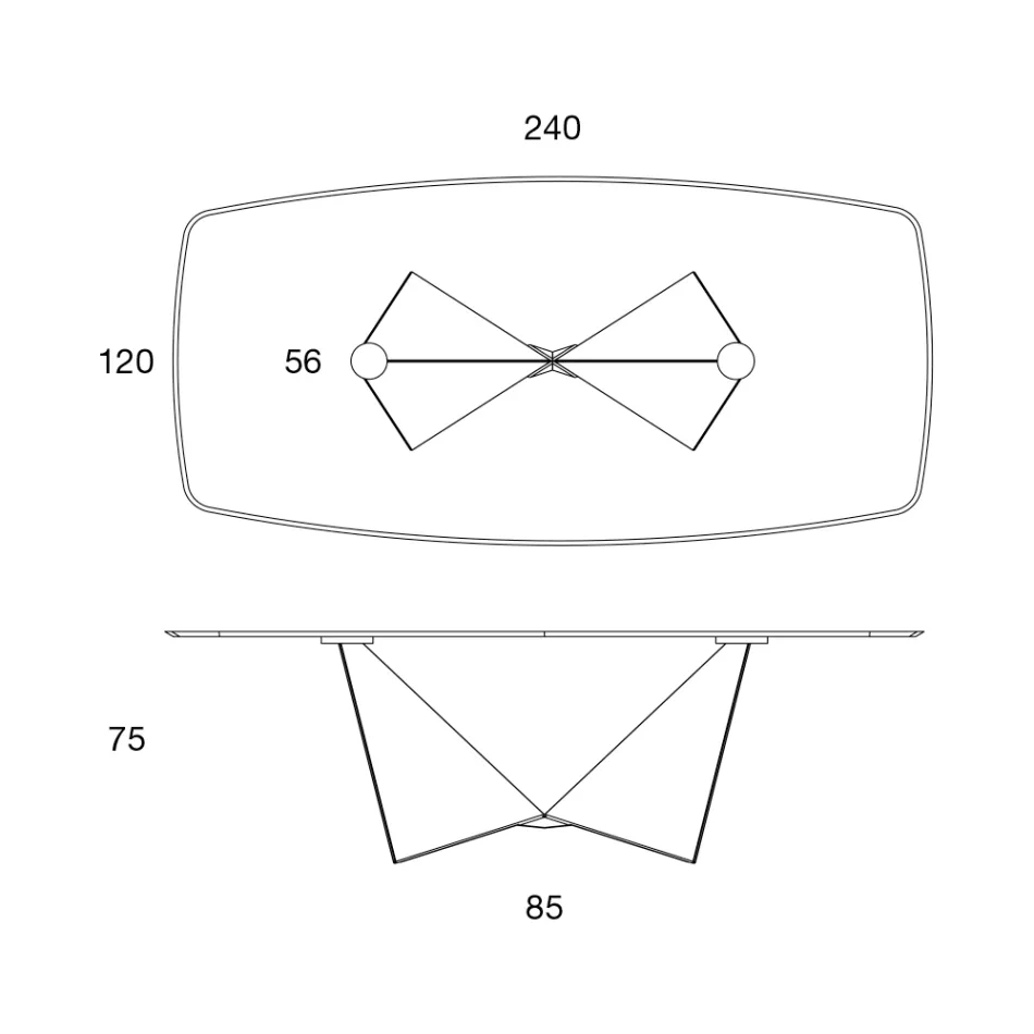 Eetkamertafelblad van mat keramiek en metalen poten - Monacco Viadurini