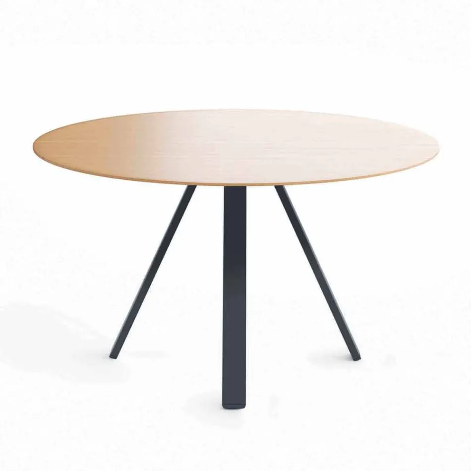 Ronde eettafel in metaal en MDF Made in Italy - Cornelius Viadurini