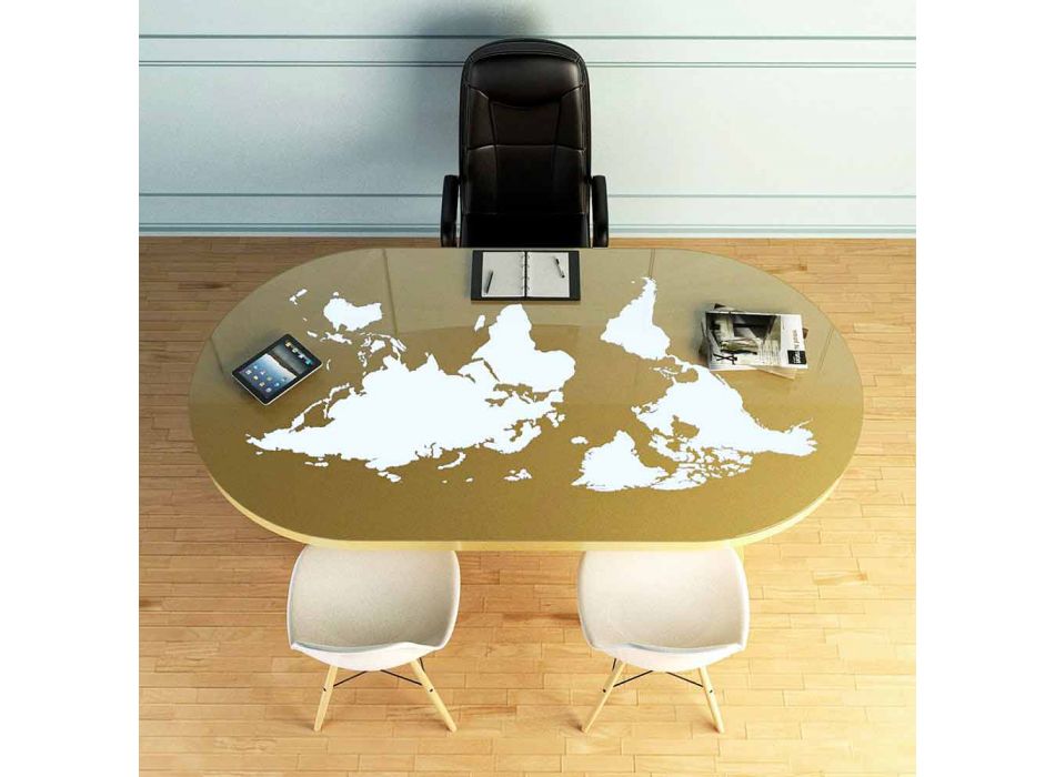 Moderne bureau tafel met glazen blad gemaakt in Italië, Pontida Viadurini