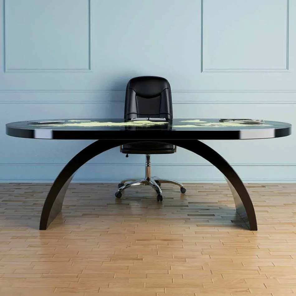 Moderne bureau tafel met glazen blad gemaakt in Italië, Pontida Viadurini