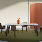 Moderne salontafel in staal met design marmeren blad - Aronte Viadurini