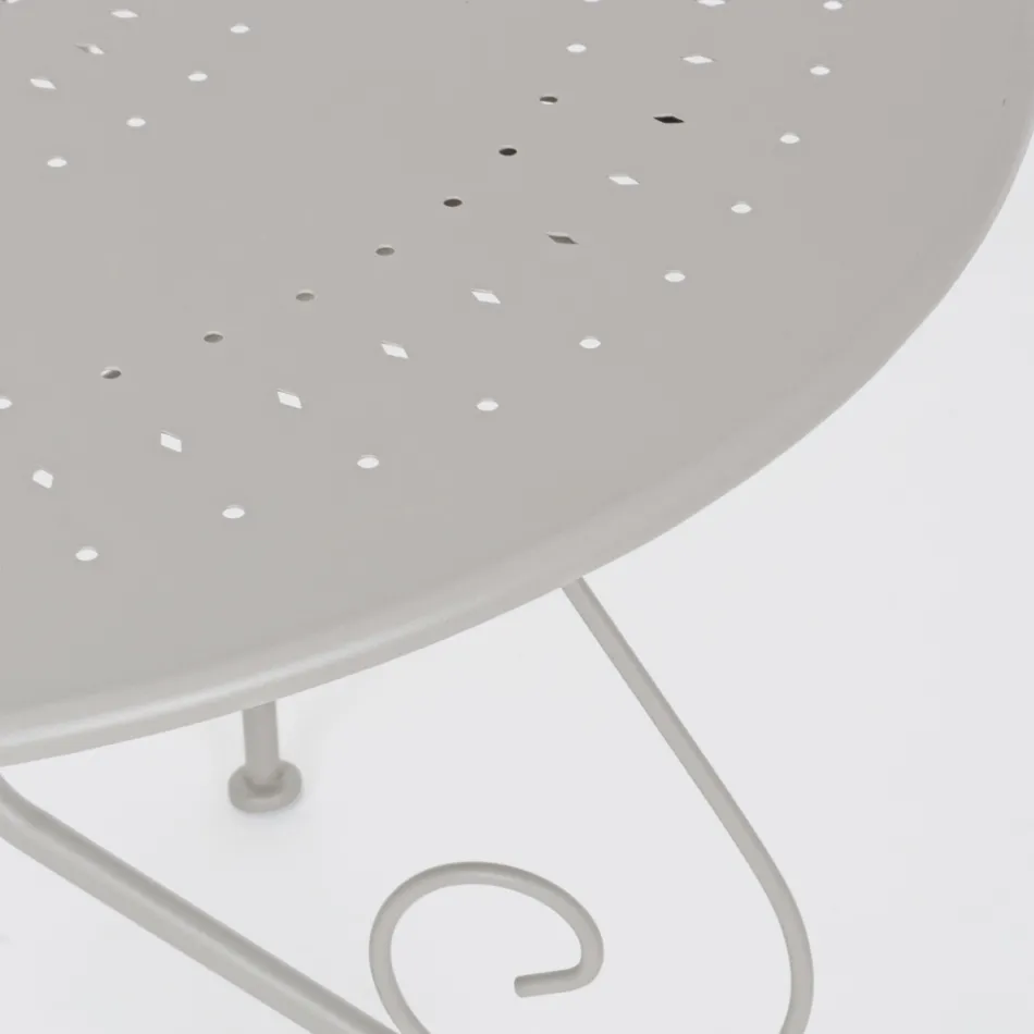 Ronde tuintafel in Shabby Chich-stijl in geverfd staal - Betovering Viadurini