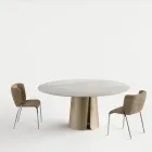Ronde eettafel met keramisch blad, gemaakt in Italië - Caleido Viadurini
