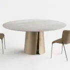 Ronde eettafel met keramisch blad, gemaakt in Italië - Caleido Viadurini