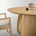Ronde MDF-tafel voor zes personen in drie kleuren met gebogen poten - Argo Viadurini