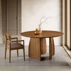 Ronde MDF-tafel voor zes personen in drie kleuren met gebogen poten - Argo Viadurini