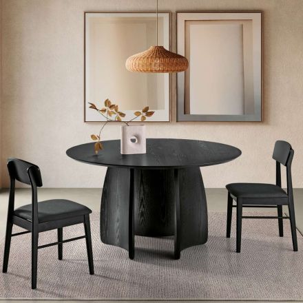 Ronde MDF-tafel voor zes personen in drie kleuren met gebogen poten - Argo Viadurini
