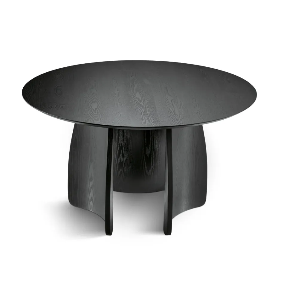 Ronde MDF-tafel voor zes personen in drie kleuren met gebogen poten - Argo Viadurini