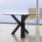 Ronde designtafel d.150 glazen bovenkant gemaakt in Cristal, Italië Viadurini