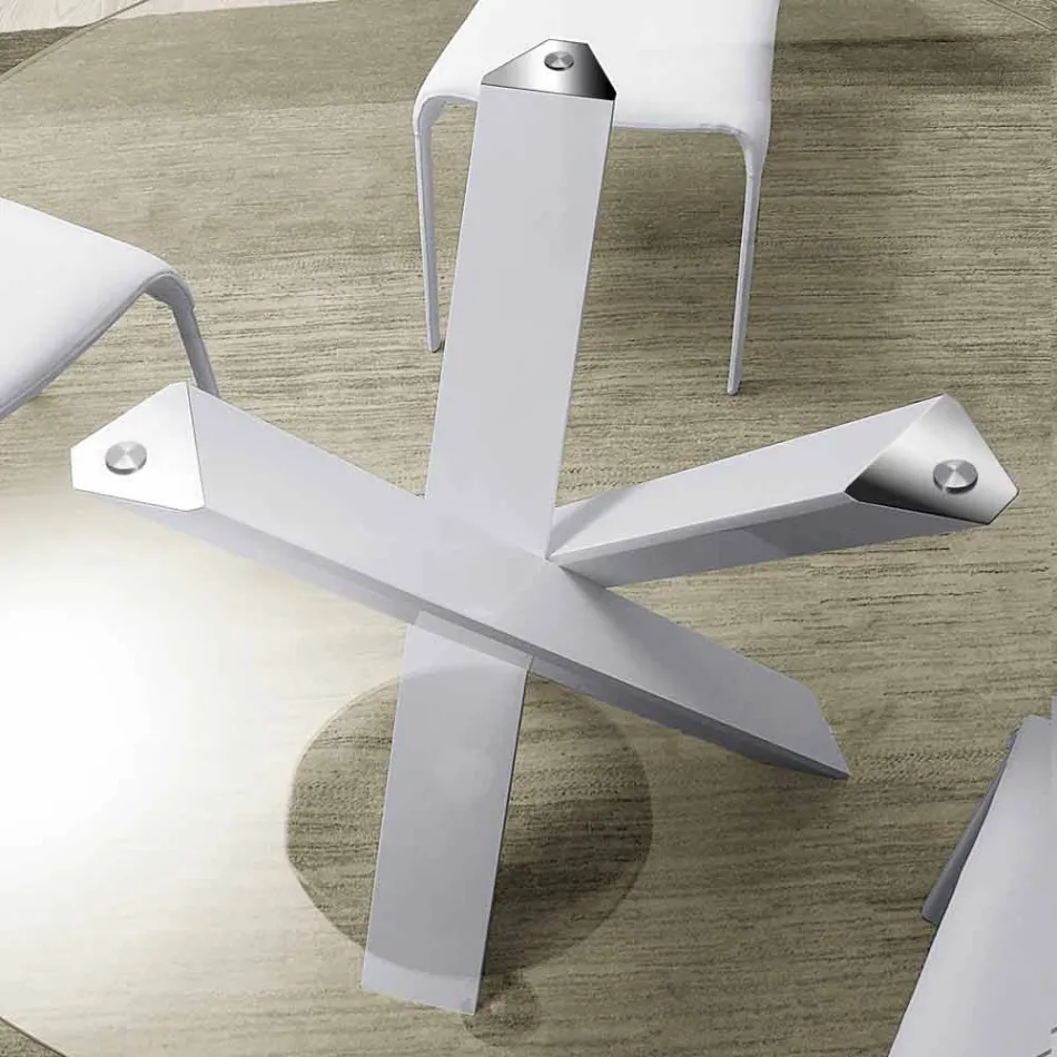 Ronde designtafel d.150 glazen bovenkant gemaakt in Cristal, Italië Viadurini