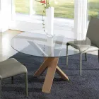 Ronde design tafel d.160 kristallen blad gemaakt in Cristal, Italië Viadurini
