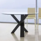 Ronde design tafel d.160 kristallen blad gemaakt in Cristal, Italië Viadurini