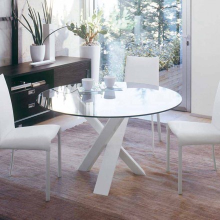 Ronde design tafel d.160 kristallen blad gemaakt in Cristal, Italië Viadurini