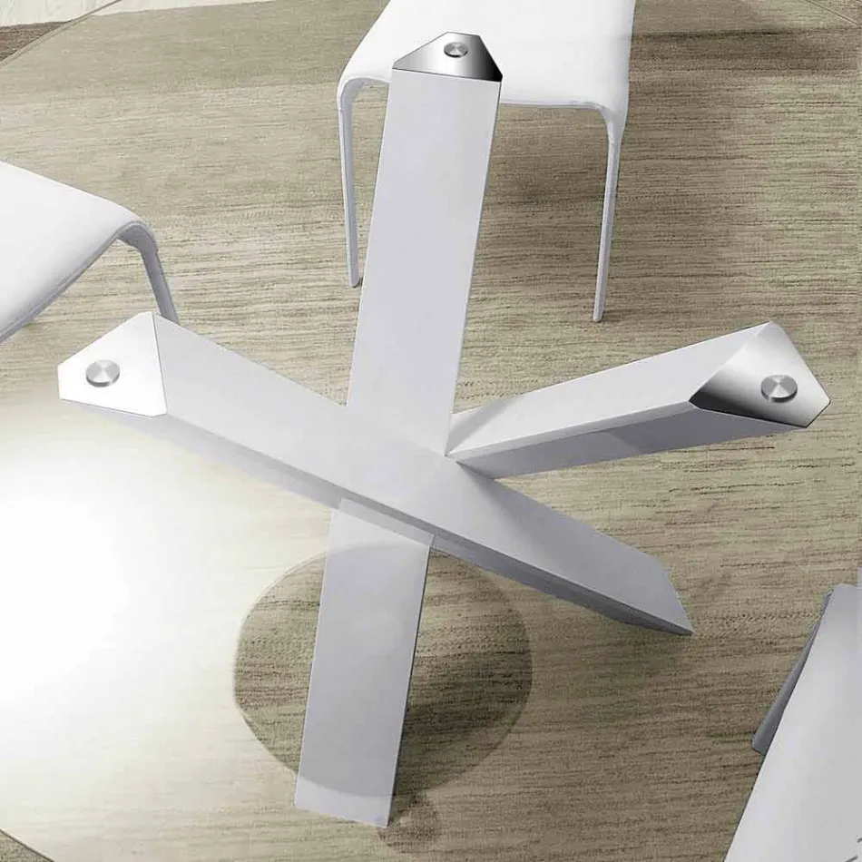 Ronde design tafel d.160 kristallen blad gemaakt in Cristal, Italië Viadurini