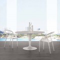 Ronde tafel van 120 cm met witte Carrara-marmeren blad