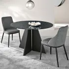 Ronde tafel van zwartzilver gestreept glas in twee maten, gemaakt in Italië - Armon Viadurini