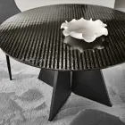 Ronde tafel van zwartzilver gestreept glas in twee maten, gemaakt in Italië - Armon Viadurini