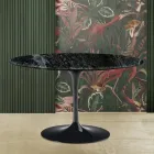 Eero Saarine Tulip tafel H 73 met rond blad in Verde Alpi marmer Viadurini