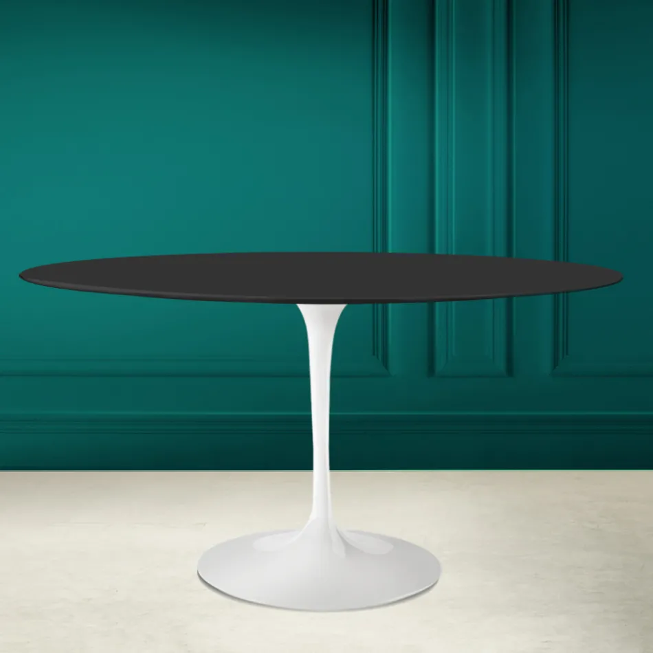 Tulp Tafel Eero Saarine H 73 Ovaal in Noir Zacht Keramiek Made in Italy - Scarlet Viadurini