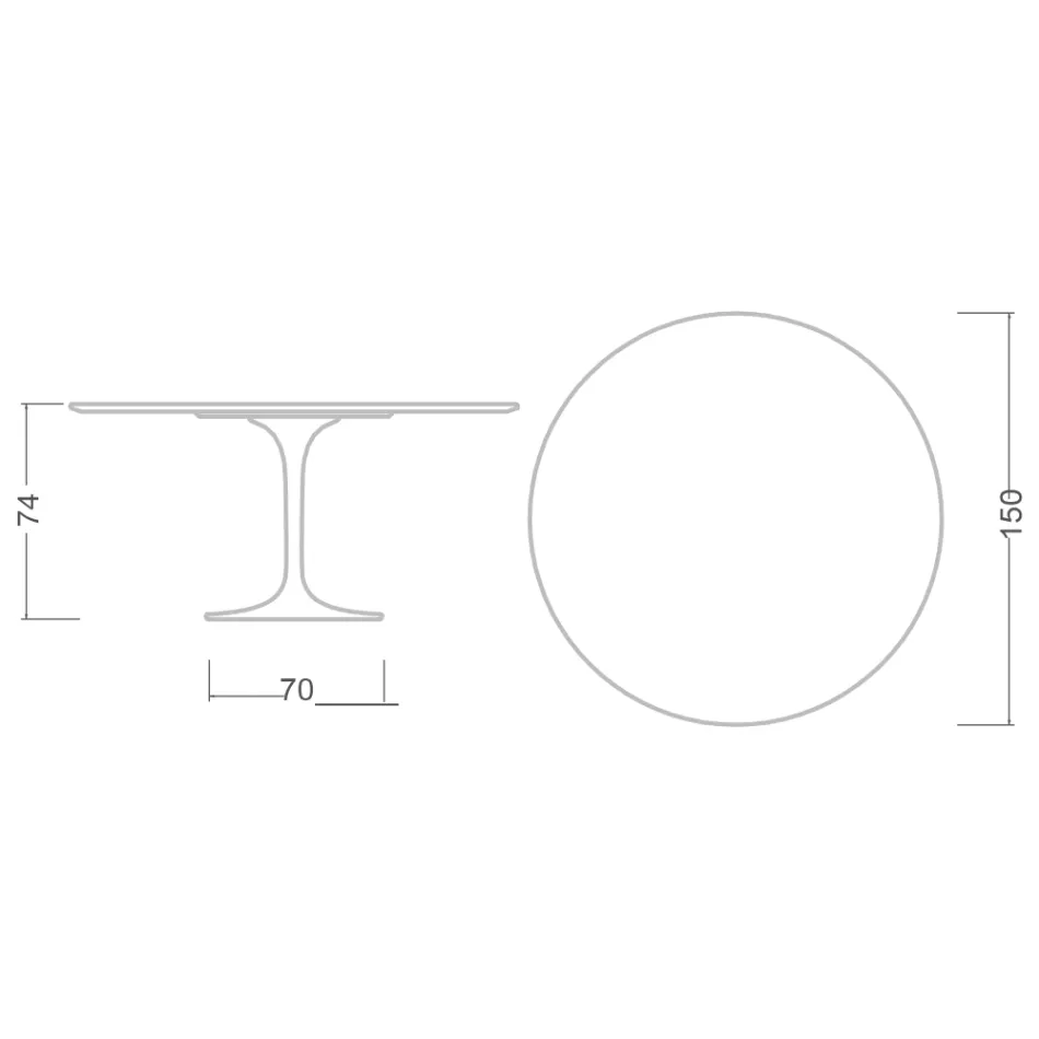 Eero Saarine Tulip tafel H 74 met rond blad in Verde Alpi marmer - Scarlet Viadurini