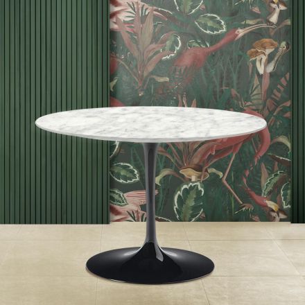 Tulip Table Eero Saarinen H 73 met Carrara Marmeren Blad Made in Italy - Scarlet Viadurini