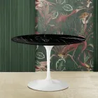 Eero Saarinen Tulp Tafel H 73 met Zwart Marquinia Marmeren Bovenblad Made in Italy - Scarlet Viadurini