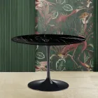 Eero Saarinen Tulp Tafel H 73 met Zwart Marquinia Marmeren Bovenblad Made in Italy - Scarlet Viadurini