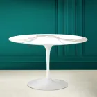 Tulp Tafel Eero Saarinen H 73 in Calacatta Michelangelo Made in Italy - Scharlaken Viadurini
