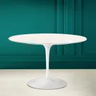 Tulp Tafel Eero Saarinen H 73 in Diamantcreme Keramiek Made in Italy - Scarlet Viadurini