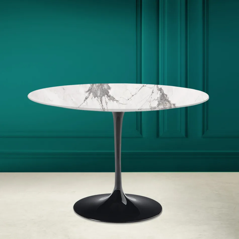 Tulp Tafel Eero Saarinen H 73 in Invisible Select Ceramic Made in Italy - Scarlet Viadurini