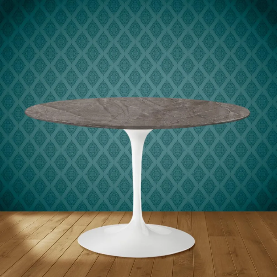 Tulp Tafel Eero Saarinen H 73 in Keramiek Kira Made in Italy - Scharlaken Viadurini