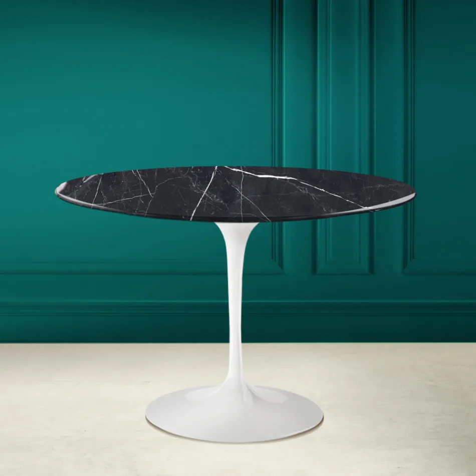 Tulp Tafel Eero Saarinen H 73 in Keramiek Marquinia Made in Italy - Scharlaken Viadurini