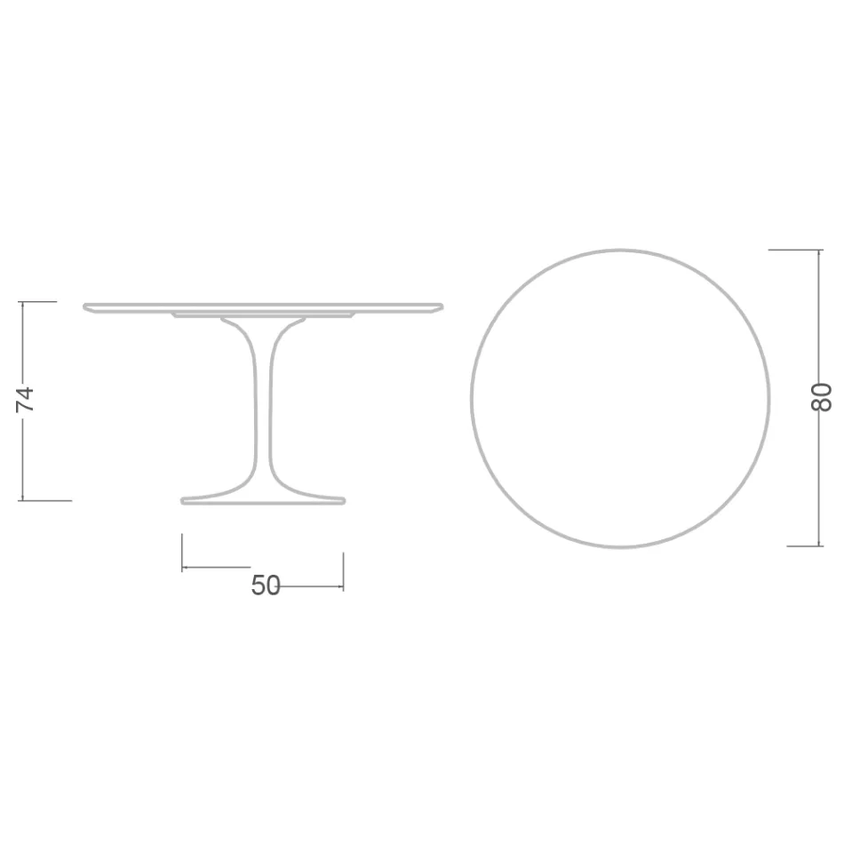 Tulp Tafel Eero Saarinen H 73 in Keramiek Morpheus Made in Italy - Scarlet Viadurini
