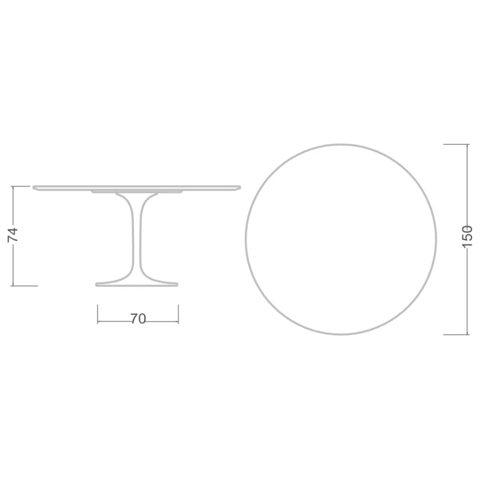 Tulp Tafel Eero Saarinen H 73 in Keramiek Noir Desire Made in Italy - Scarlet Viadurini