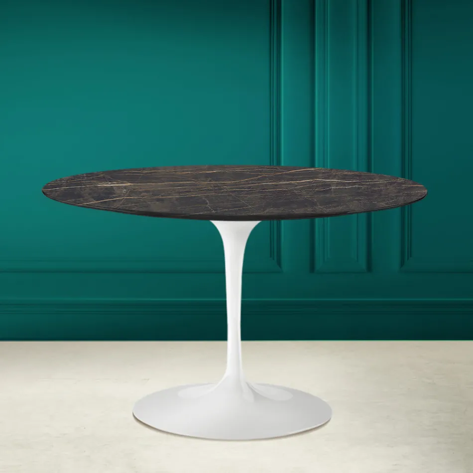 Tulp Tafel Eero Saarinen H 73 in Keramiek Noir Desire Made in Italy - Scarlet Viadurini