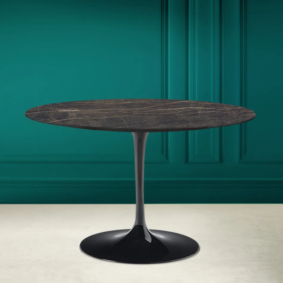Tulp Tafel Eero Saarinen H 73 in Keramiek Noir Desire Made in Italy - Scarlet Viadurini